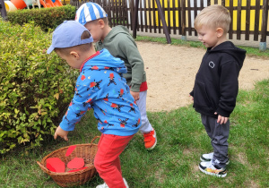 dzieci szukają jabłuszek