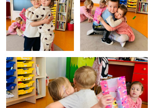 Chłopcy wręczają prezenty dziewczynkom