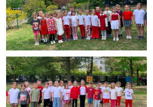 Odśpiewanie hymnu przez Biedronki i Rybki