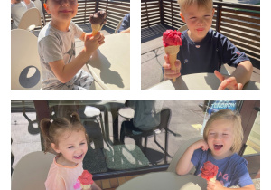 Dzieci z radością degustują lody